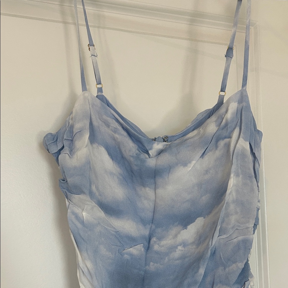 WeWoreWhat Blue and White Cloud Print Mini Dress